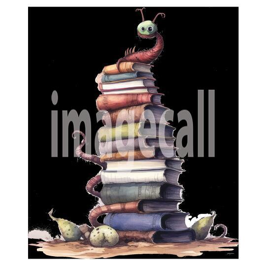 Bookworm Illustration Clipart (13)300dpi