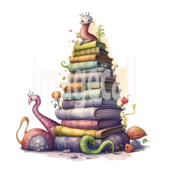 Bookworm Illustration Clipart (14)300dpi