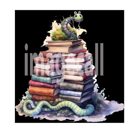 Bookworm Illustration Clipart (15)300dpi