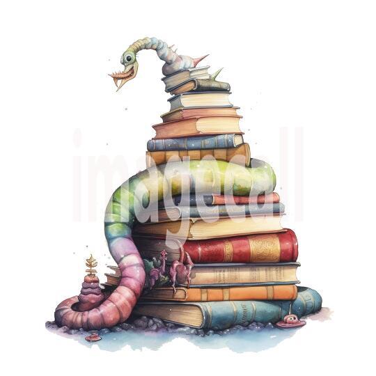 Bookworm Illustration Clipart (16)300dpi