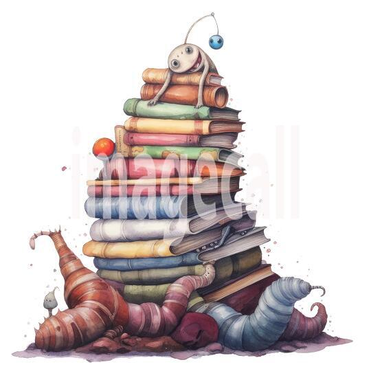 Bookworm Illustration Clipart (18)300dpi