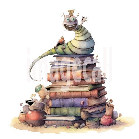 Bookworm Illustration Clipart (19)300dpi