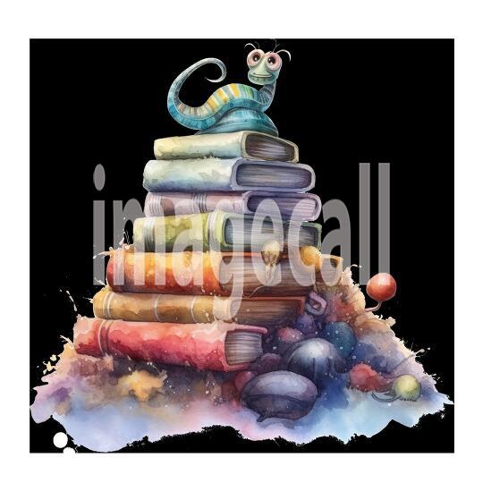 Bookworm Illustration Clipart (20)300dpi