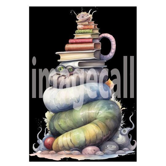Bookworm Illustration Clipart (4)300dpi