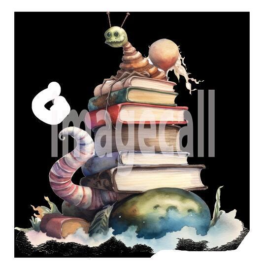 Bookworm Illustration Clipart (5)300dpi