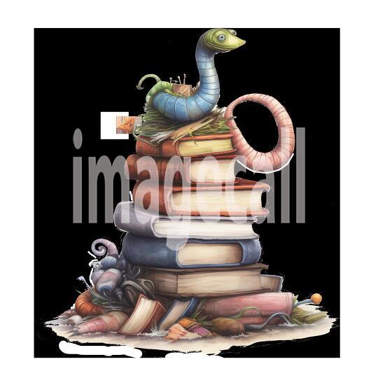Bookworm Illustration Clipart (6)300dpi