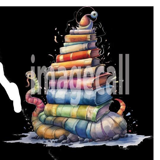 Bookworm Illustration Clipart (7)300dpi