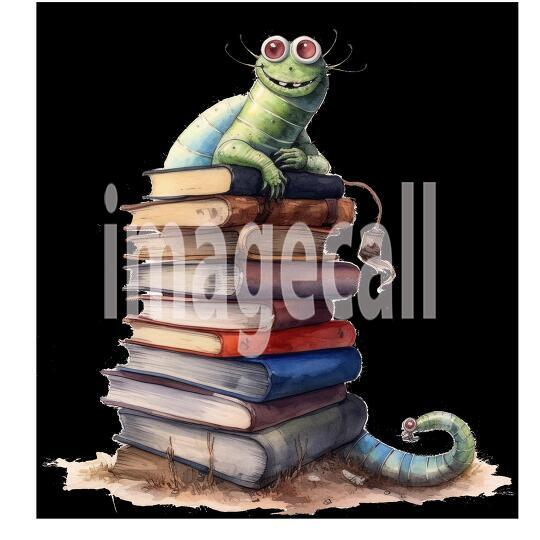 Bookworm Illustration Clipart (8)300dpi