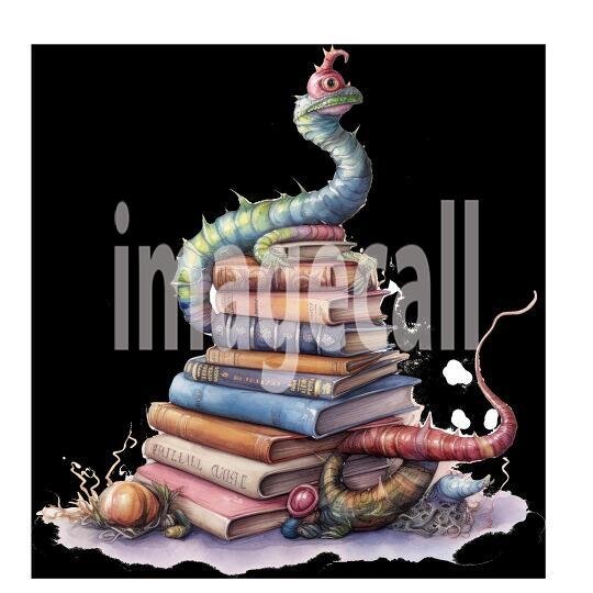 Bookworm Illustration Clipart (9)300dpi