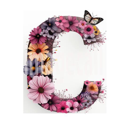 C Clipart Floral Alphabet300dpi