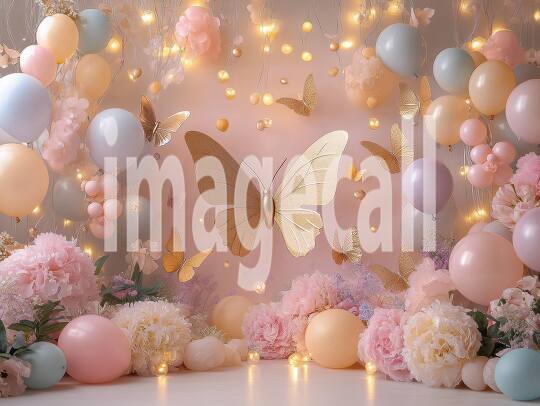 CB0001 - Pastel Pink Gold Balloon Celebration (15)- Destiny Backdrops
