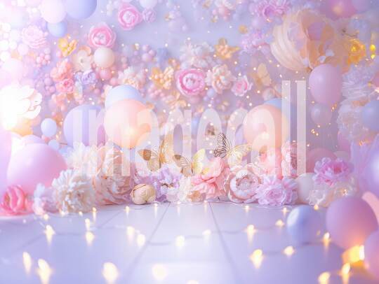 CB0001 - Pastel Pink Gold Balloon Celebration (20)- Destiny Backdrops