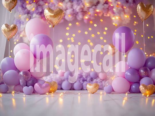 CB0003 - Pastel Purple Gold Balloon Celebration (1)- Destiny Backdrops