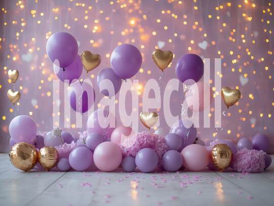 CB0003 - Pastel Purple Gold Balloon Celebration (10)- Destiny Backdrops