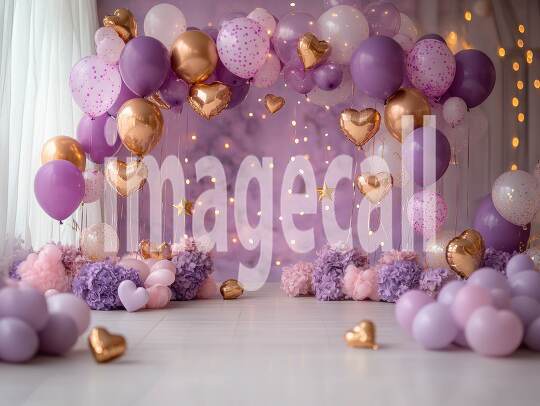 CB0003 - Pastel Purple Gold Balloon Celebration (11)- Destiny Backdrops