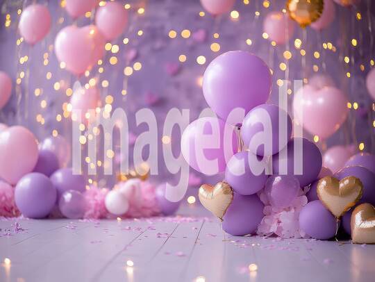 CB0003 - Pastel Purple Gold Balloon Celebration (12)- Destiny Backdrops