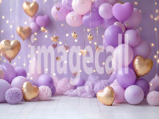 CB0003 - Pastel Purple Gold Balloon Celebration (14)- Destiny Backdrops