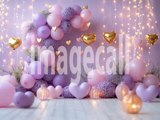 CB0003 - Pastel Purple Gold Balloon Celebration (16)- Destiny Backdrops
