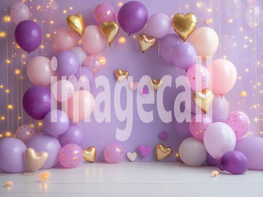 CB0003 - Pastel Purple Gold Balloon Celebration (17)- Destiny Backdrops