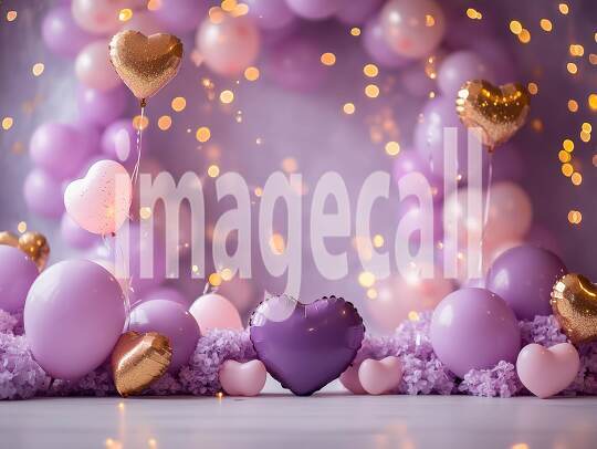 CB0003 - Pastel Purple Gold Balloon Celebration (18)- Destiny Backdrops