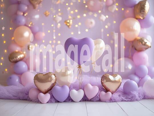 CB0003 - Pastel Purple Gold Balloon Celebration (19)- Destiny Backdrops