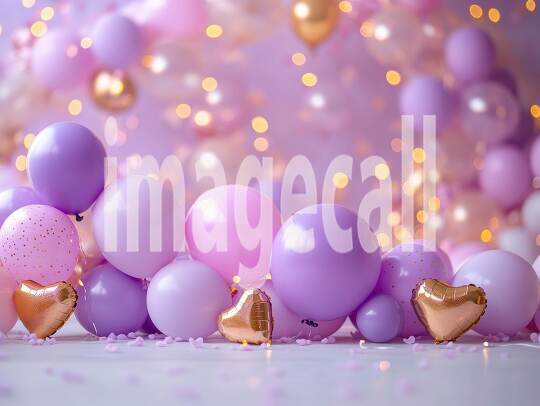 CB0003 - Pastel Purple Gold Balloon Celebration (2)- Destiny Backdrops