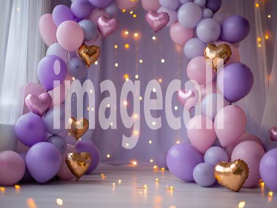 CB0003 - Pastel Purple Gold Balloon Celebration (3)- Destiny Backdrops