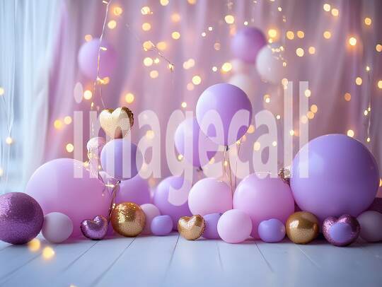 CB0003 - Pastel Purple Gold Balloon Celebration (4)- Destiny Backdrops