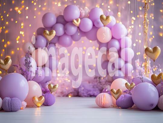 CB0003 - Pastel Purple Gold Balloon Celebration (6)- Destiny Backdrops
