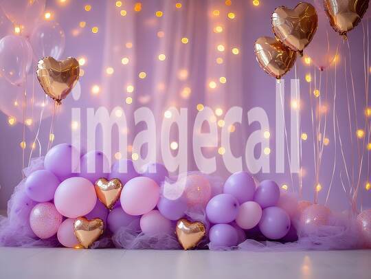 CB0003 - Pastel Purple Gold Balloon Celebration (7)- Destiny Backdrops