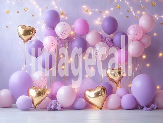 CB0003 - Pastel Purple Gold Balloon Celebration (8)- Destiny Backdrops