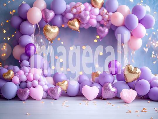 CB0003 - Pastel Purple Gold Balloon Celebration (9)- Destiny Backdrops