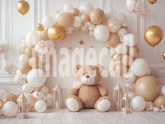 CB0004 - Pastel Cream Gold Balloon Celebration (1)- Destiny Backdrops