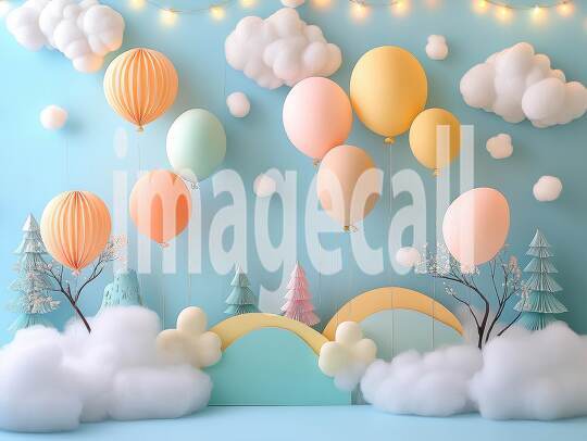 CB0005 - Pastel Blue Colored Balloon Celebration (11)- Destiny Backdrops
