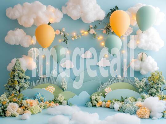 CB0005 - Pastel Blue Colored Balloon Celebration (12)- Destiny Backdrops