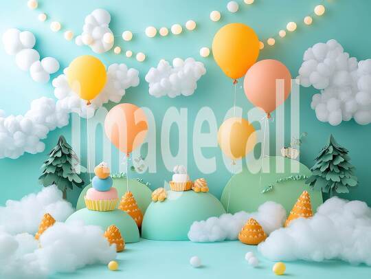 CB0005 - Pastel Blue Colored Balloon Celebration (15)- Destiny Backdrops