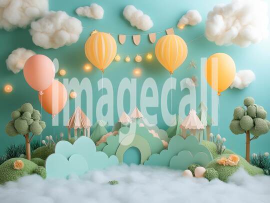CB0005 - Pastel Blue Colored Balloon Celebration (3)- Destiny Backdrops