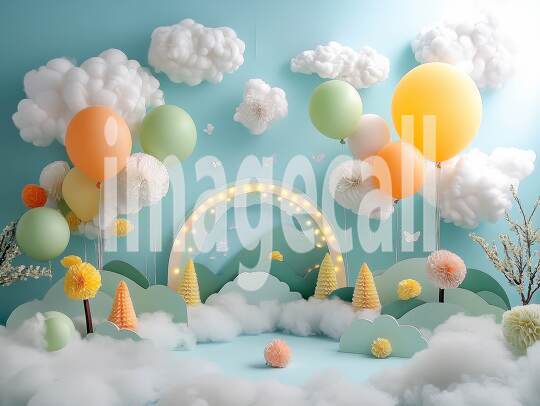 CB0005 - Pastel Blue Colored Balloon Celebration (4)- Destiny Backdrops