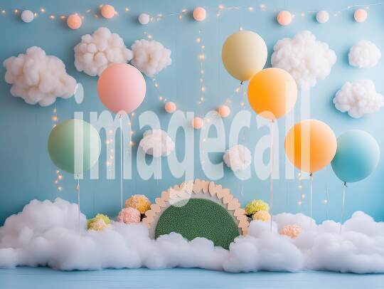 CB0005 - Pastel Blue Colored Balloon Celebration (5)- Destiny Backdrops