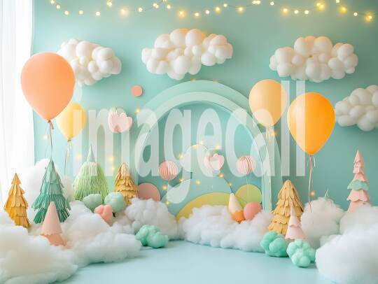 CB0005 - Pastel Blue Colored Balloon Celebration (6)- Destiny Backdrops