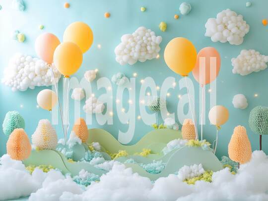 CB0005 - Pastel Blue Colored Balloon Celebration (7)- Destiny Backdrops