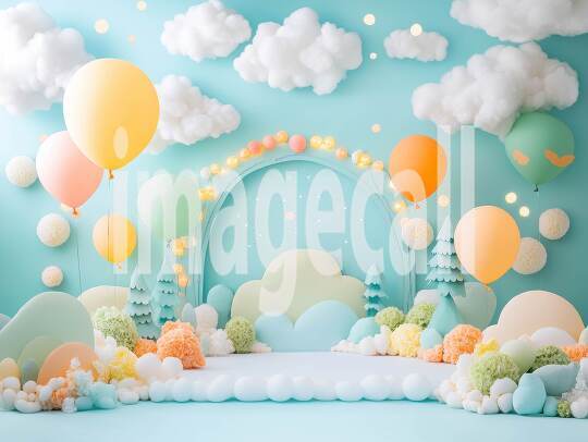CB0005 - Pastel Blue Colored Balloon Celebration (8)- Destiny Backdrops