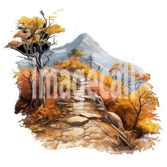 Clipart Autumn Mountain Paths 1 - 300dpi