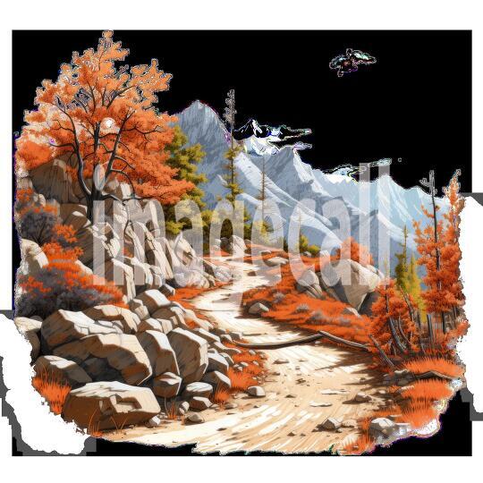 Clipart Autumn Mountain Paths 10 - 300dpi
