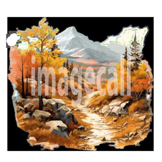 Clipart Autumn Mountain Paths 11 - 300dpi