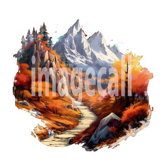 Clipart Autumn Mountain Paths 2 - 300dpi