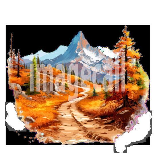 Clipart Autumn Mountain Paths 3 - 300dpi