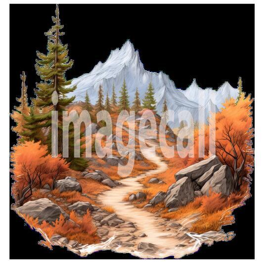 Clipart Autumn Mountain Paths 6 - 300dpi