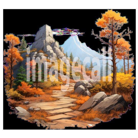 Clipart Autumn Mountain Paths 9 - 300dpi