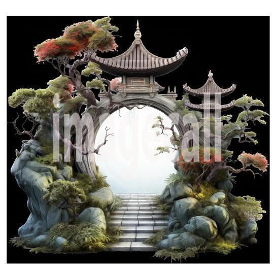 Clipart Chinese Moon Doors 10300dpi